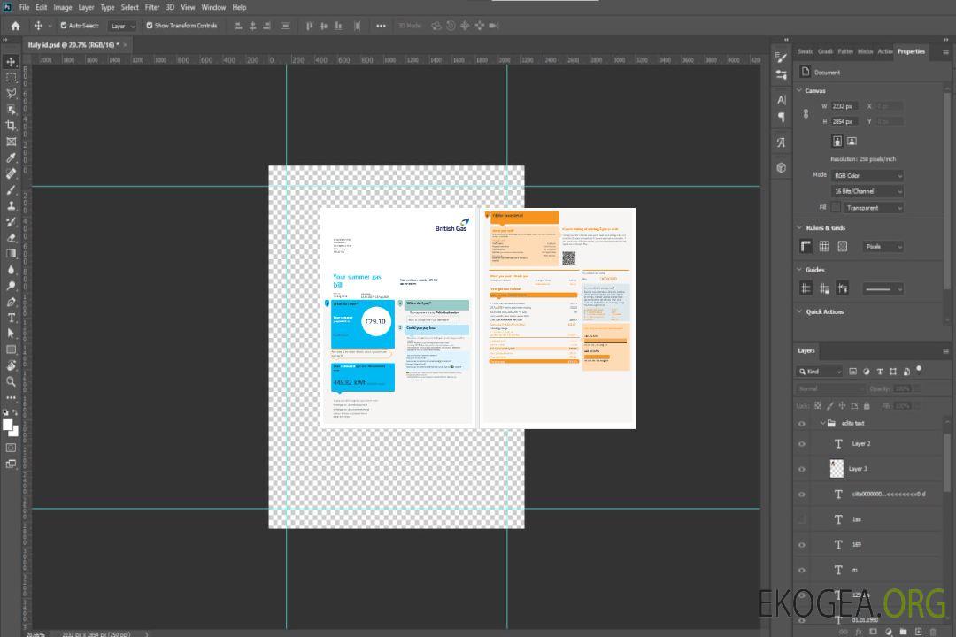 Royaume-Uni British Gas Business Utility Bill, modèle Word et PDF, 4 pages 1-2 template